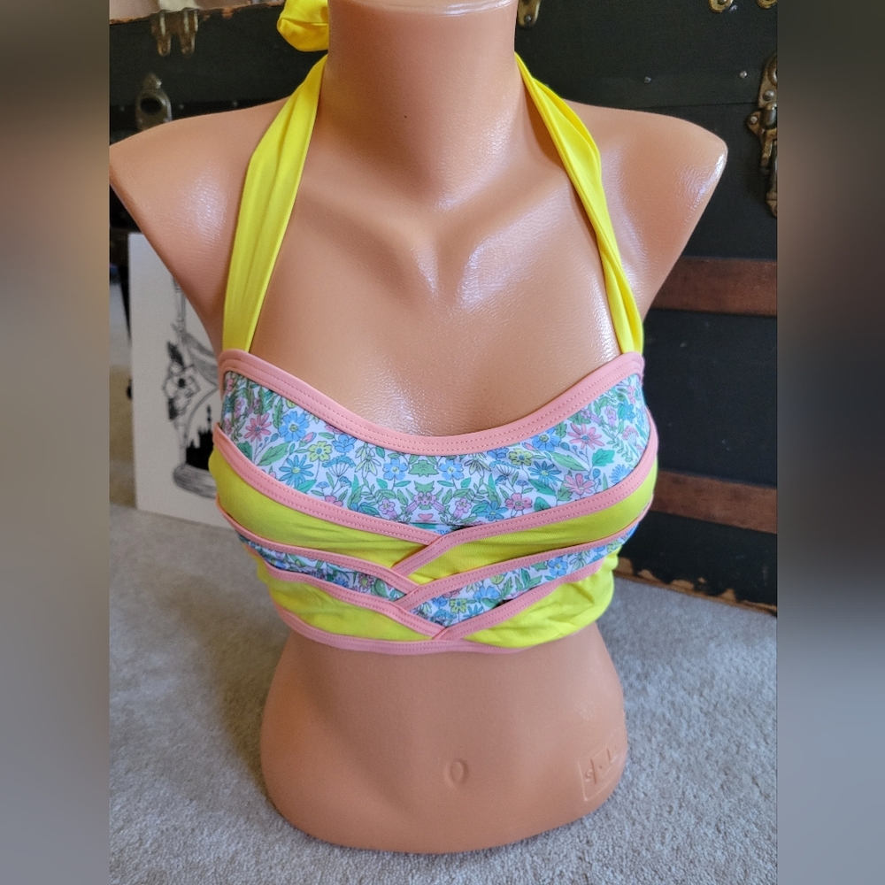 Liberty Set the Serene Modcloth Swim Bikini Top Sz Medium Read Vintage Style